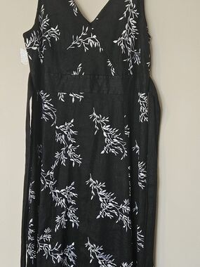 Peter Nygard Black Dress with White Leaf Print